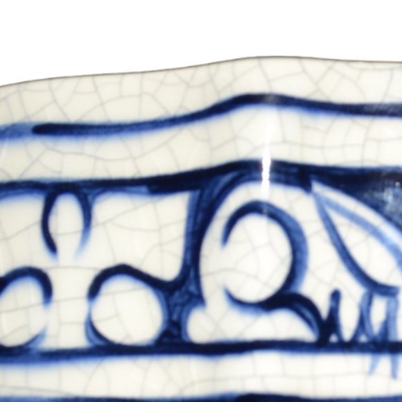 Dedun Pottery Blue And White Bowl Rabbit Motif Around Sides Decor Easter - Picture 7 of 7